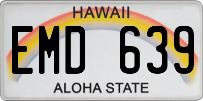 HI license plate EMD639