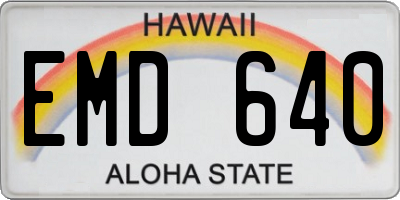HI license plate EMD640