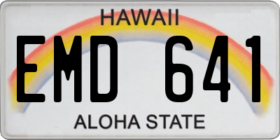 HI license plate EMD641