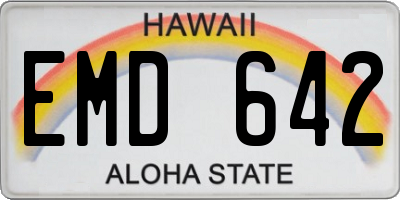 HI license plate EMD642