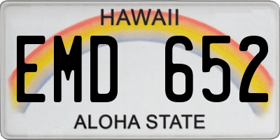 HI license plate EMD652