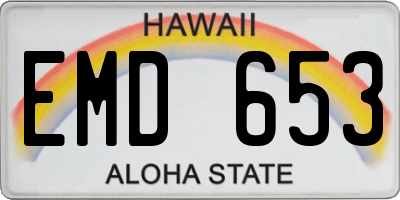 HI license plate EMD653