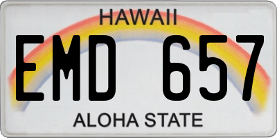 HI license plate EMD657