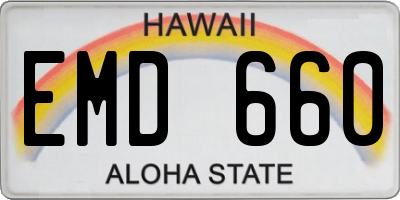 HI license plate EMD660
