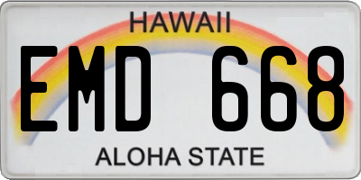 HI license plate EMD668