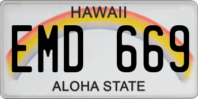 HI license plate EMD669