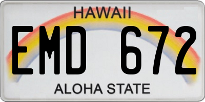 HI license plate EMD672
