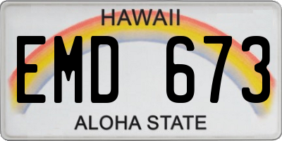 HI license plate EMD673