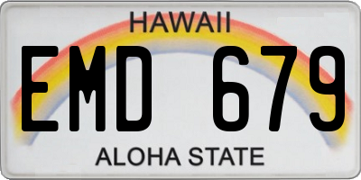 HI license plate EMD679