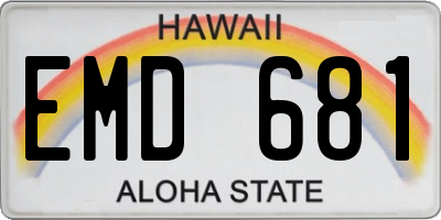 HI license plate EMD681