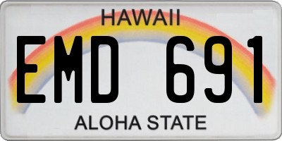 HI license plate EMD691