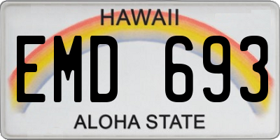 HI license plate EMD693