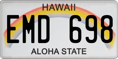 HI license plate EMD698