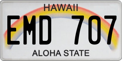 HI license plate EMD707