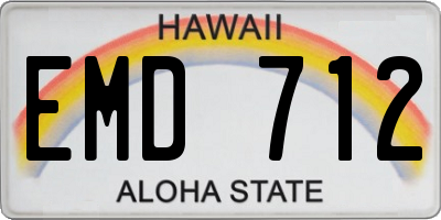 HI license plate EMD712