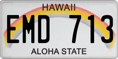HI license plate EMD713