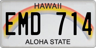 HI license plate EMD714