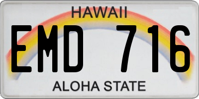 HI license plate EMD716
