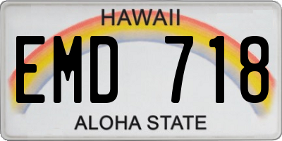 HI license plate EMD718