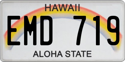 HI license plate EMD719