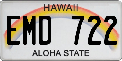 HI license plate EMD722