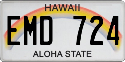 HI license plate EMD724