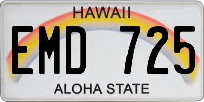 HI license plate EMD725