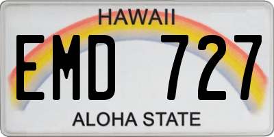 HI license plate EMD727