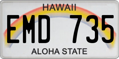 HI license plate EMD735