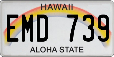 HI license plate EMD739