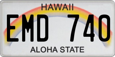 HI license plate EMD740