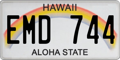 HI license plate EMD744