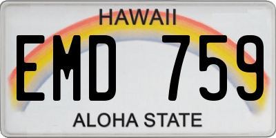 HI license plate EMD759