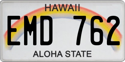 HI license plate EMD762