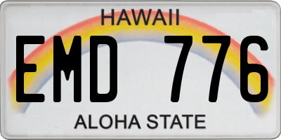 HI license plate EMD776