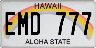 HI license plate EMD777