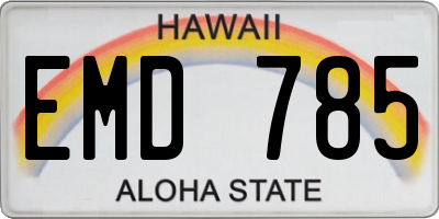 HI license plate EMD785