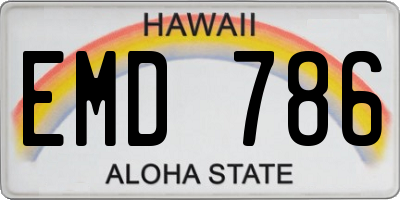 HI license plate EMD786