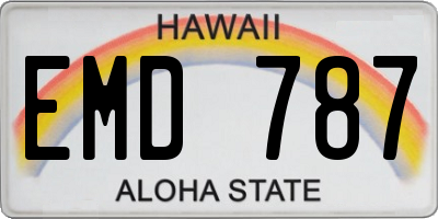 HI license plate EMD787