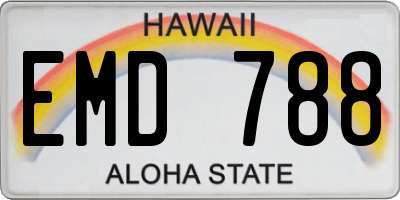 HI license plate EMD788