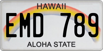 HI license plate EMD789