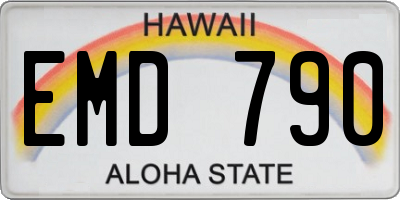 HI license plate EMD790