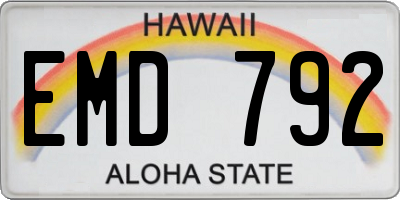 HI license plate EMD792