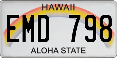 HI license plate EMD798