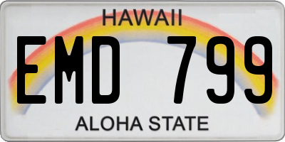 HI license plate EMD799