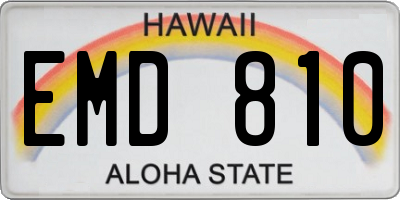 HI license plate EMD810