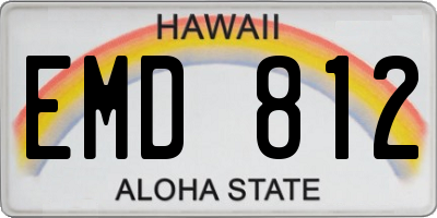 HI license plate EMD812