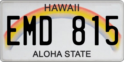 HI license plate EMD815