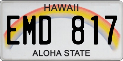 HI license plate EMD817