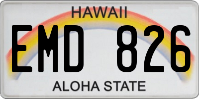 HI license plate EMD826